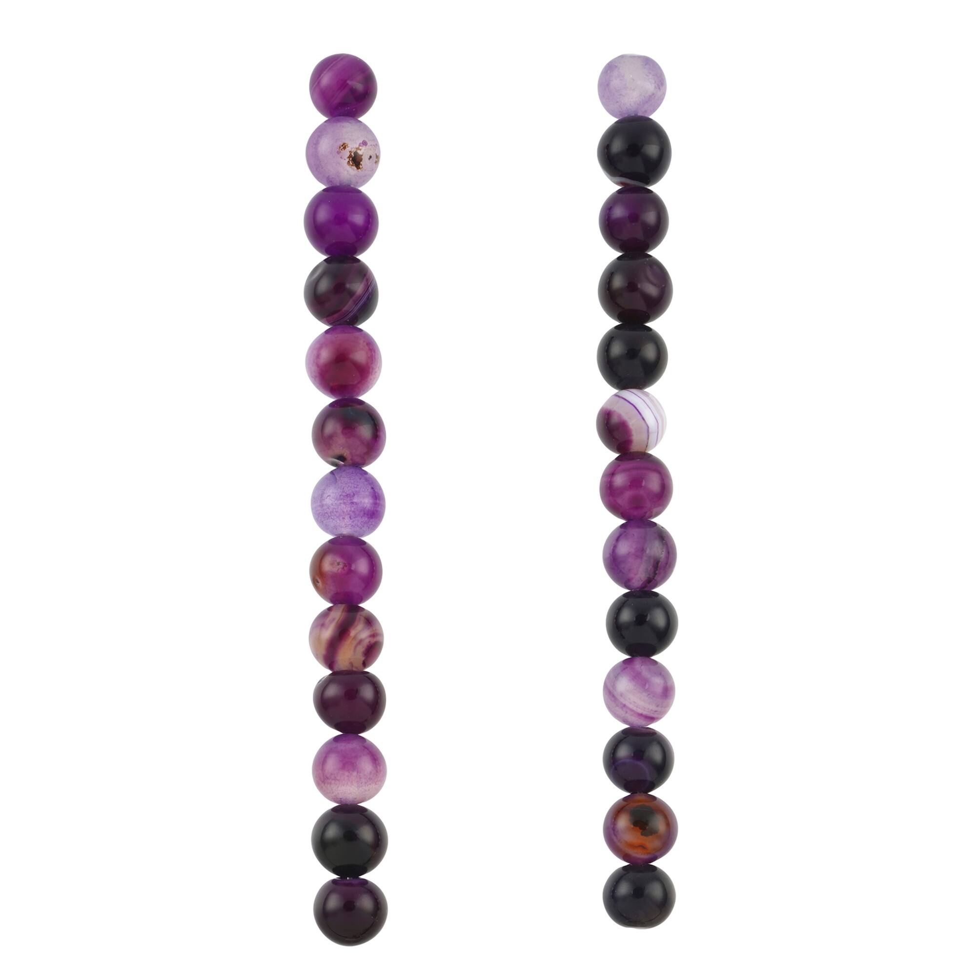 12 Pack: Purple Agate Round Beads by Bead Landing
